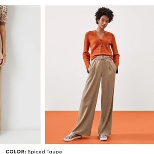 The Petite Belted Flannel Wide Leg Pant NWT